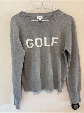 Le Lis Gray Long Sleeve Cotton Blend Tee With Embroidery 'GOLF' in white ⛳️